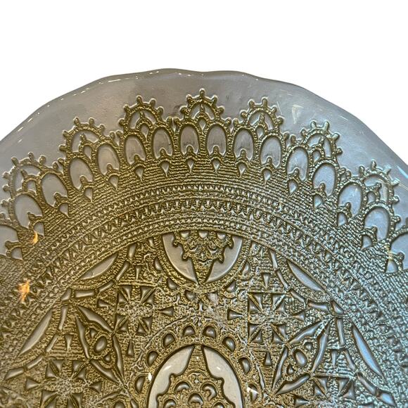 Artistic Accents Mandala Turkish Gold Lace Glass Oval Serving Bowl 12.5in New - Picture 8 of 16